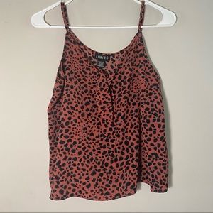 timing • animal print tie front tank top